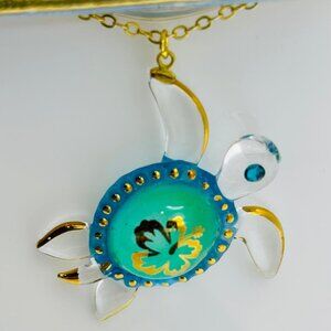 Sea Turtle Necklace Aloha Turtle Pendant Ocean Jewelry